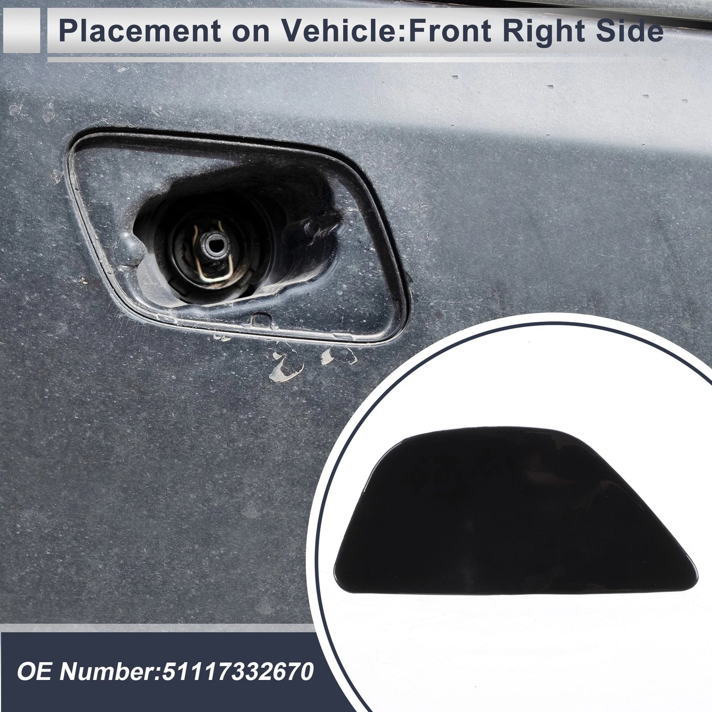 Bumper Headlight Washer Nozzle Cover Cap for BMW 535i (2008-2010)
