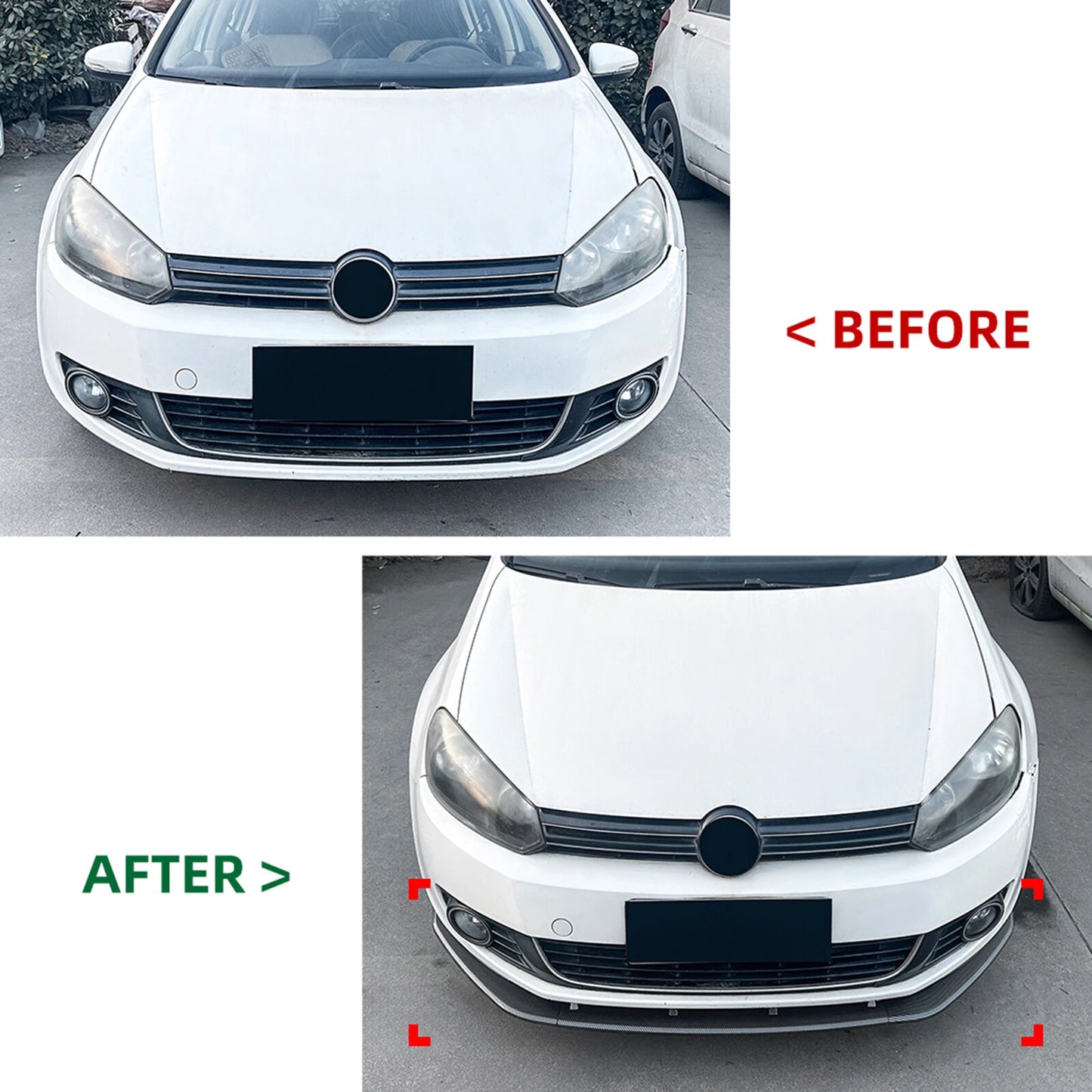 Gloss Black Front Bumper Lip for VW Golf 6 MK6 (2008-2012)