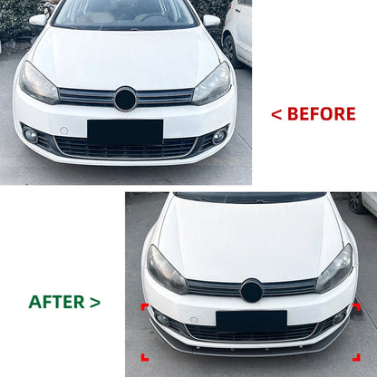 Gloss Black Front Bumper Lip for VW Golf 6 MK6 (2008-2012)