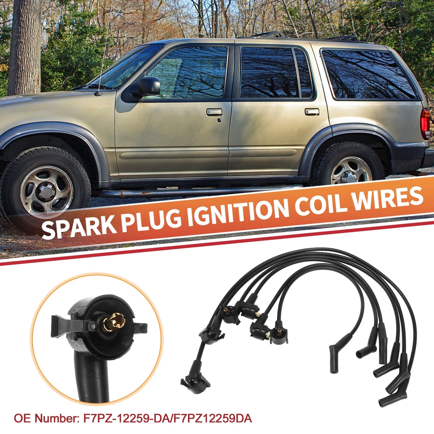 6 Pcs Spark Plug Wire Ignition Coil Cables for Ford Explorer (2002-2005)