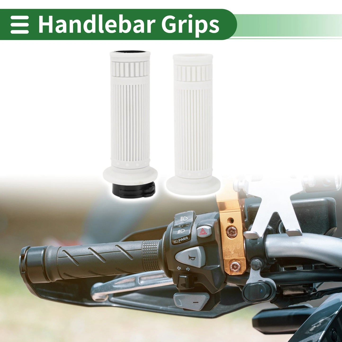 Grips / 25mm / Motorcycle Hand Grips TPU White Stripe Pattern for Make Model