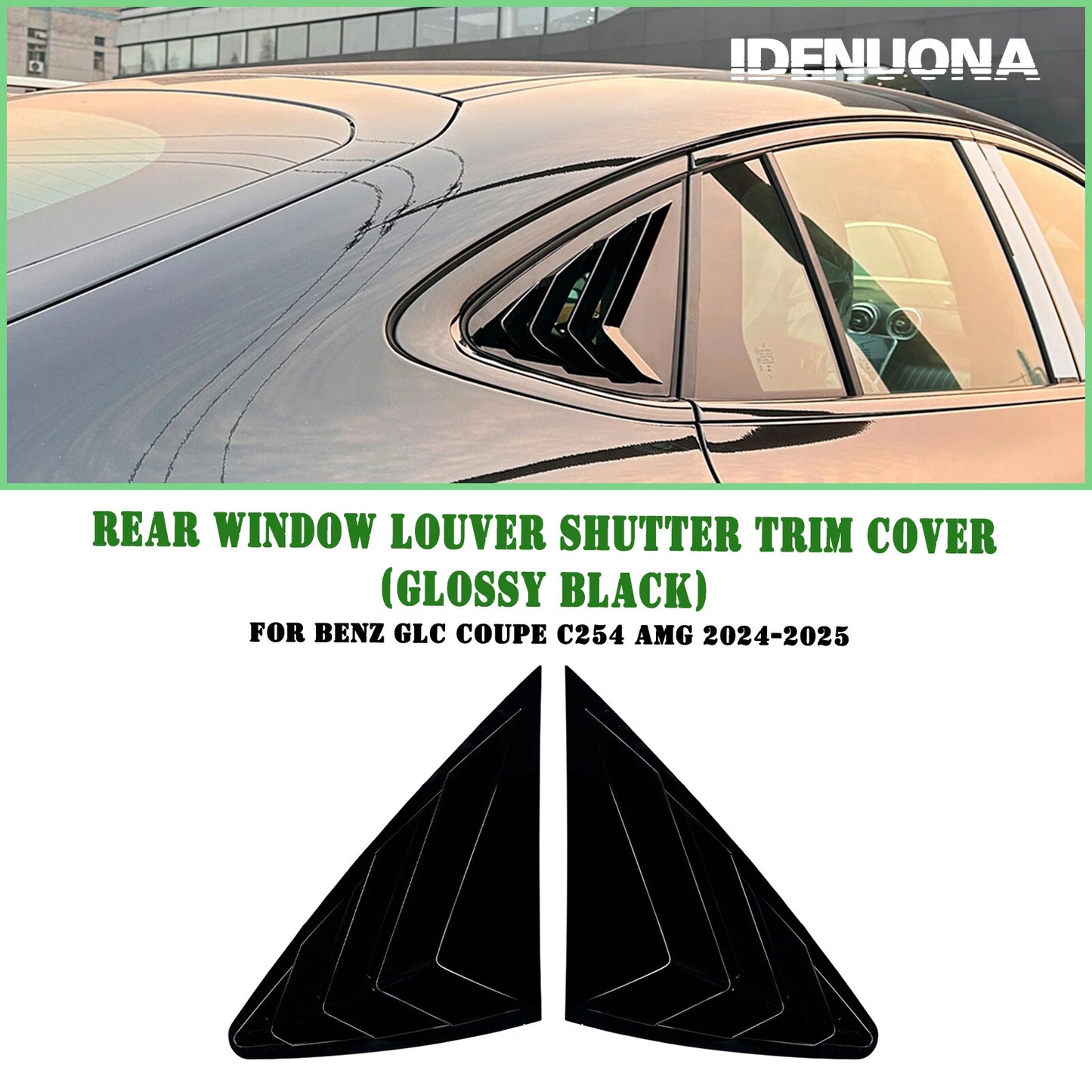 2 x Gloss Black Rear Side Window Louvers for Benz GLC C254 (2024-2025)