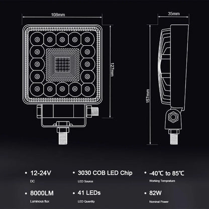 Powerful Illumination 82W LED Work Light Bar for Offroad Fog Driving