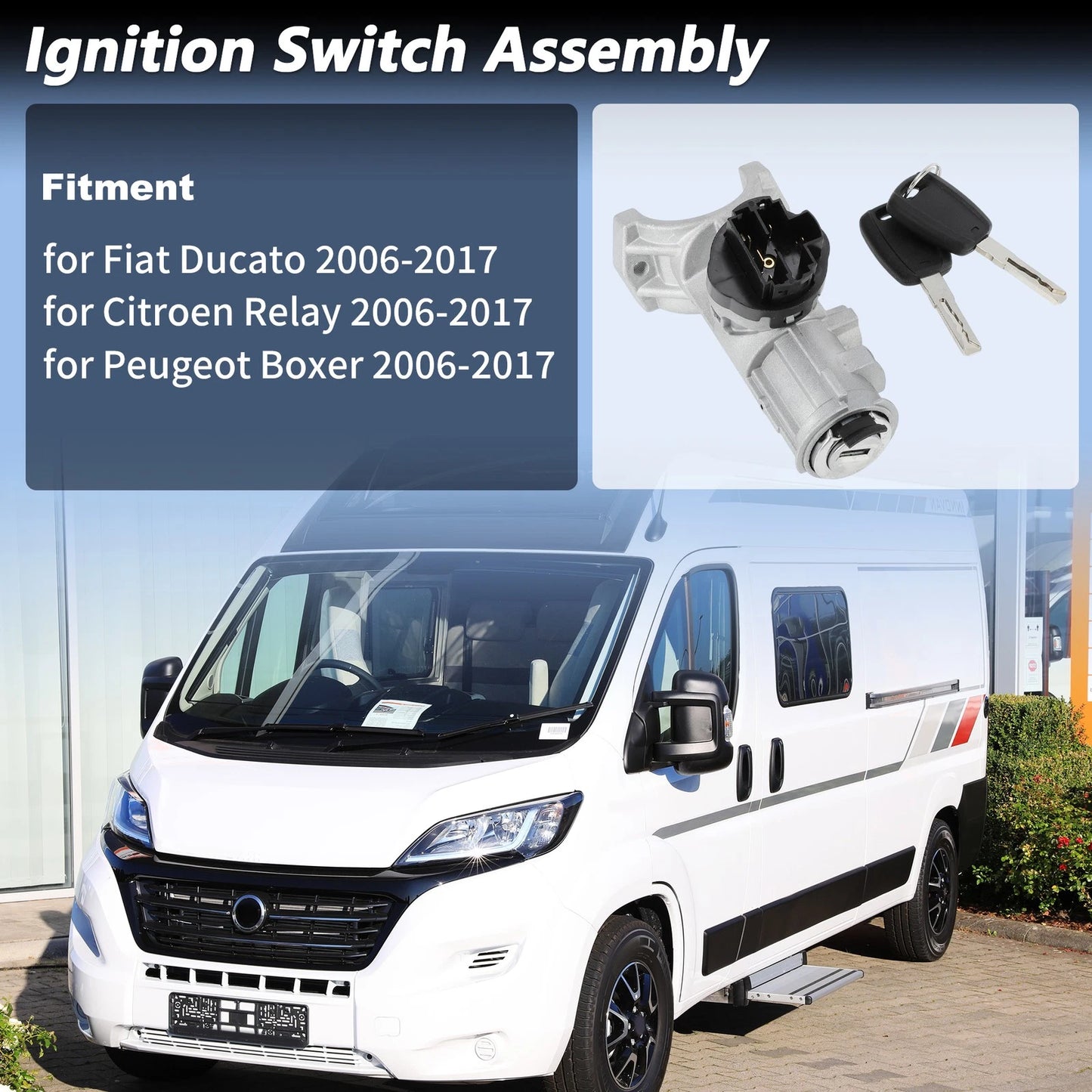 Ignition Lock Cylinder w/ 2 Keys for Fiat Ducato (2006-2017)
