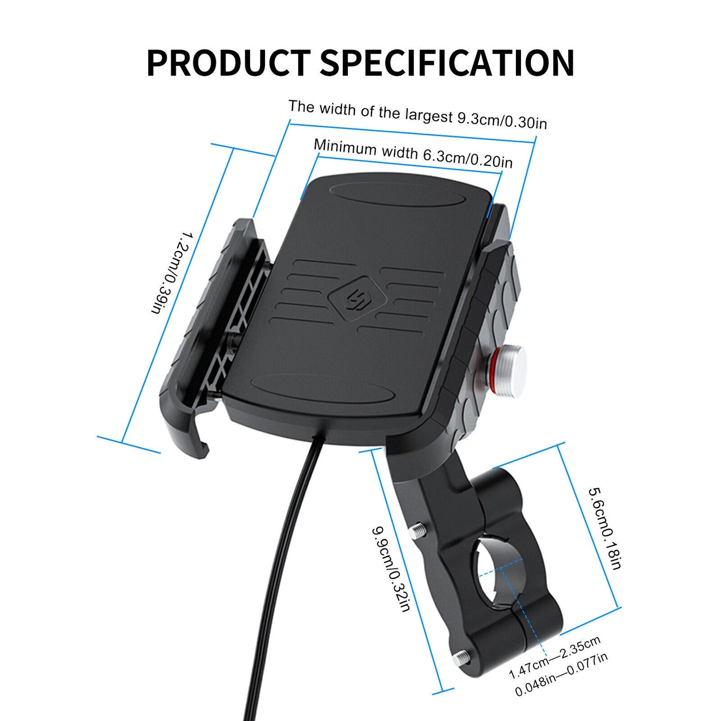 15W Wireless Charging Pad for Motorcycle Scooter (Universal, Black)