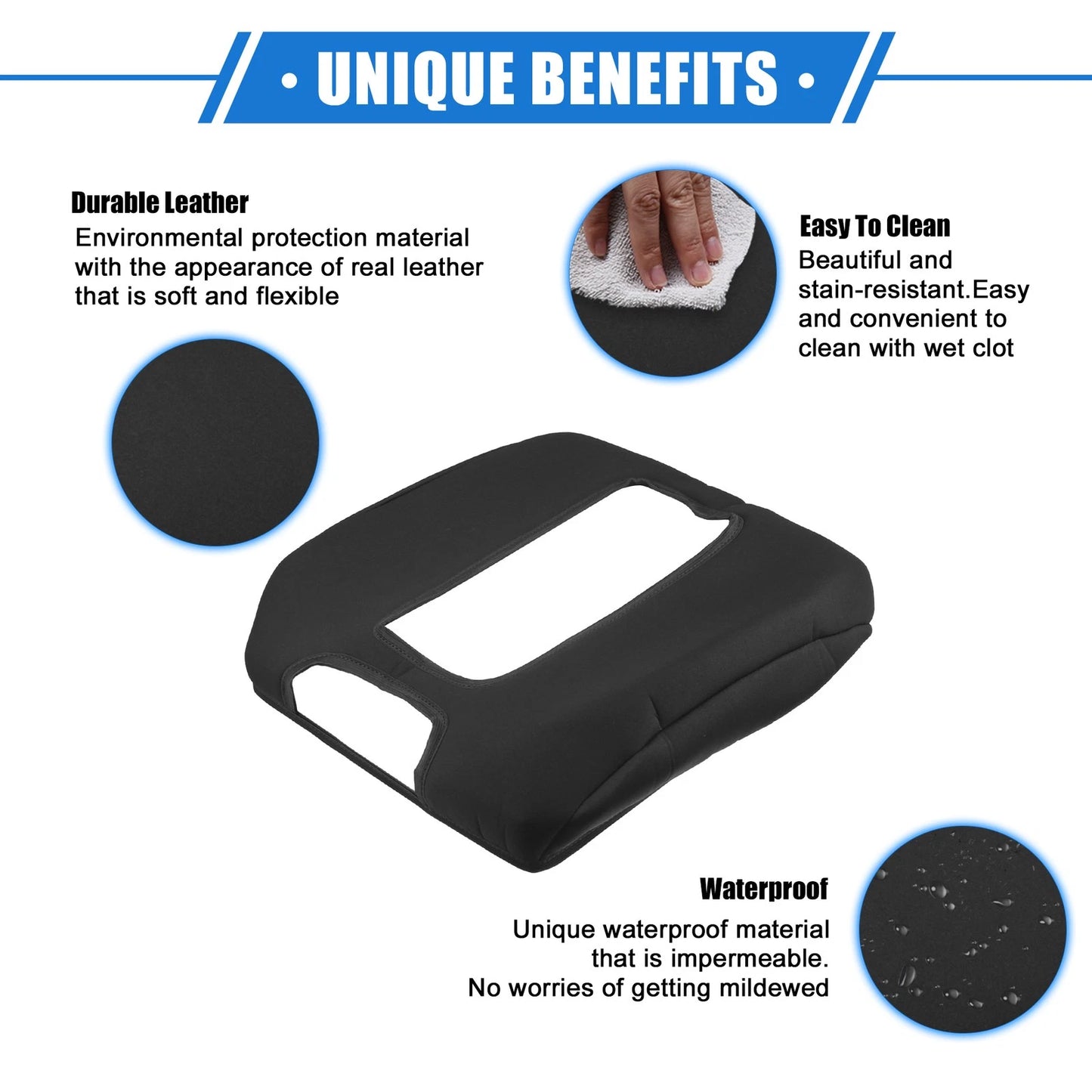 Armrest Protector Cover Pad Replacement for GMC Sierra (2014 - 2017) Black
