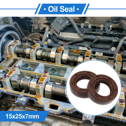 Oil Seal 2 x 15x25x7mm Rotary Shaft Seal FKM Brown for Make Model