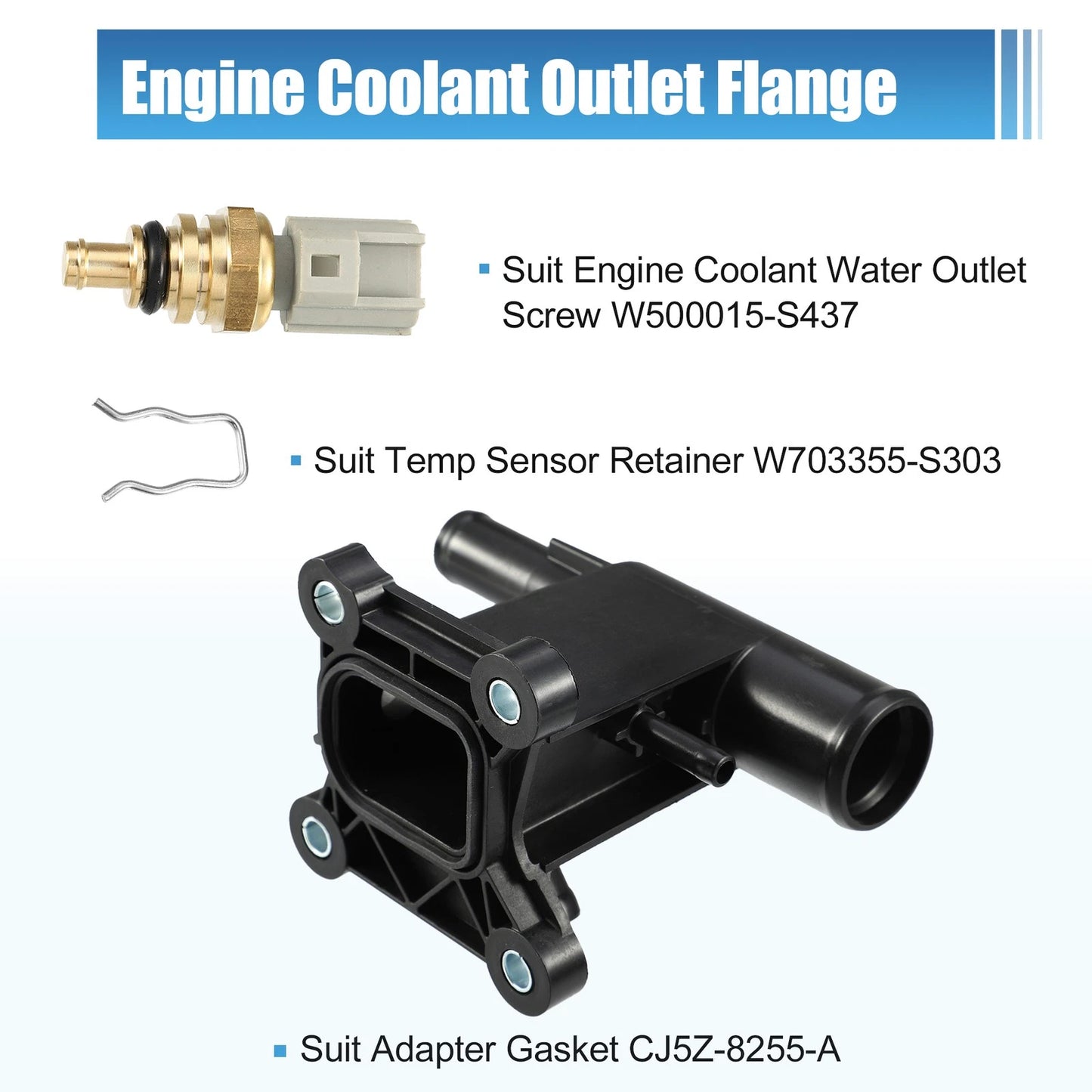 Water Outlet Connect Adapter w/ Temp Sensor for Ford Focus EcoSport (2012-2020)