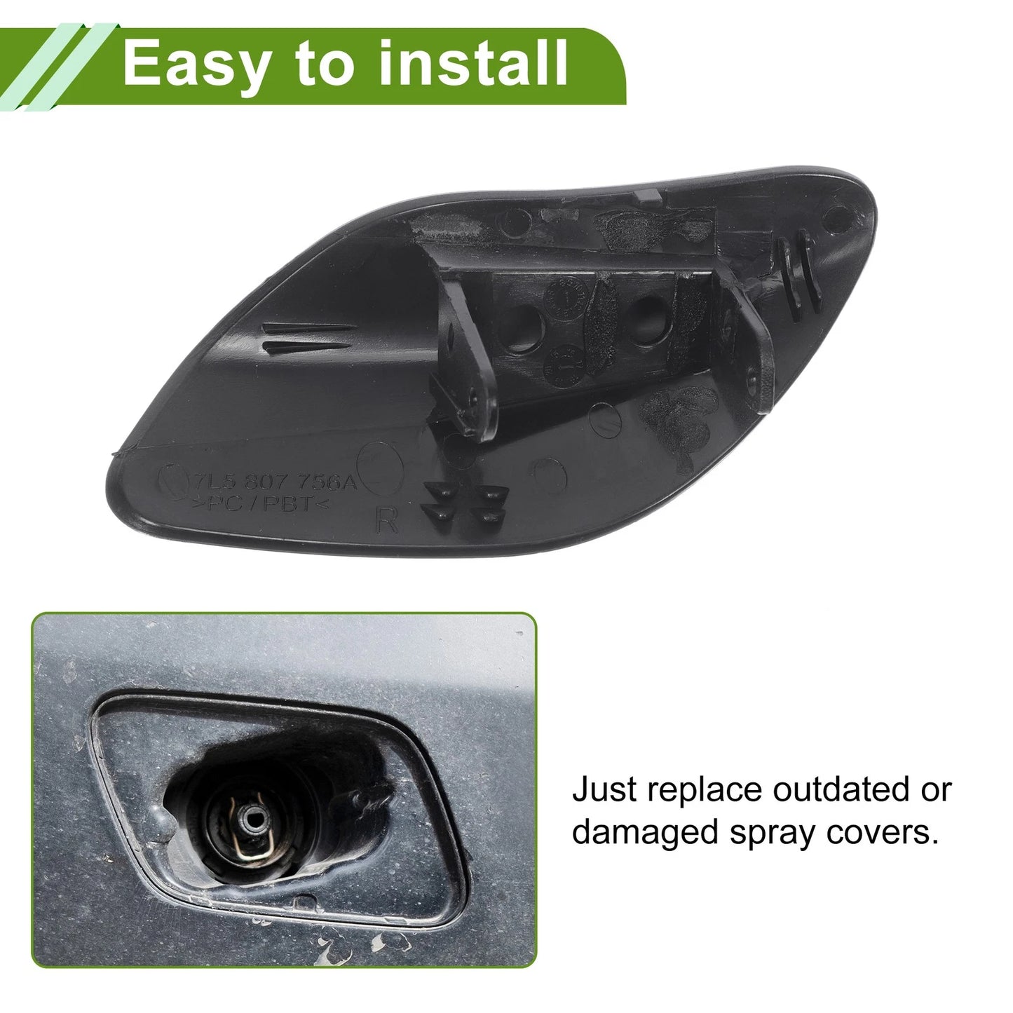 Right Washer Nozzle Cover Cap for Porsche Cayenne Silver Tone