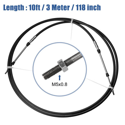 2pcs 10ft Marine Type Shift Remote Box Cable for Yamaha Black