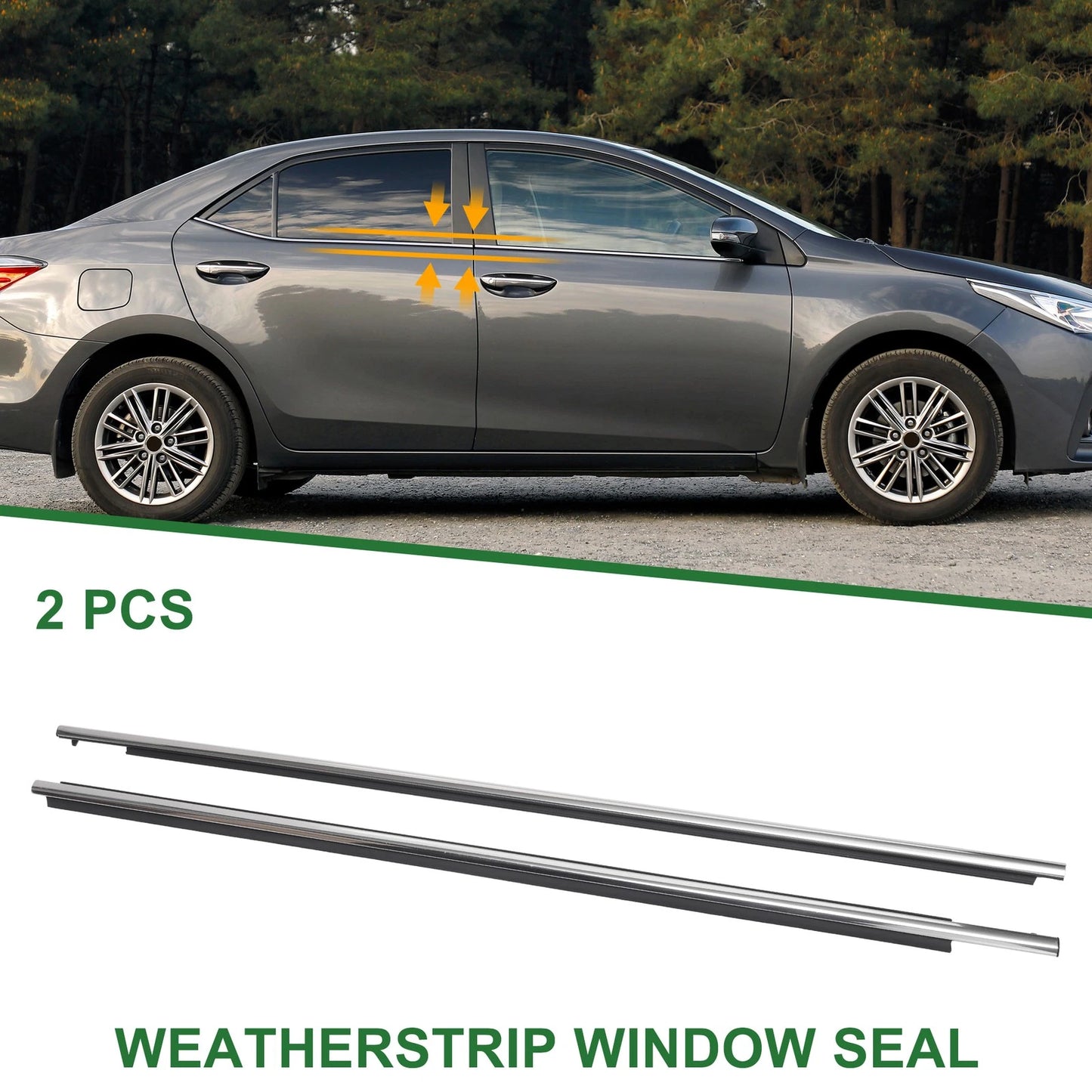 2 x Weatherstrip Window Seal for Toyota Corolla (2014–2018)