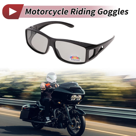 1 Pc Motorcycle Riding Goggles Light Gray Lens Gloss Black Frame