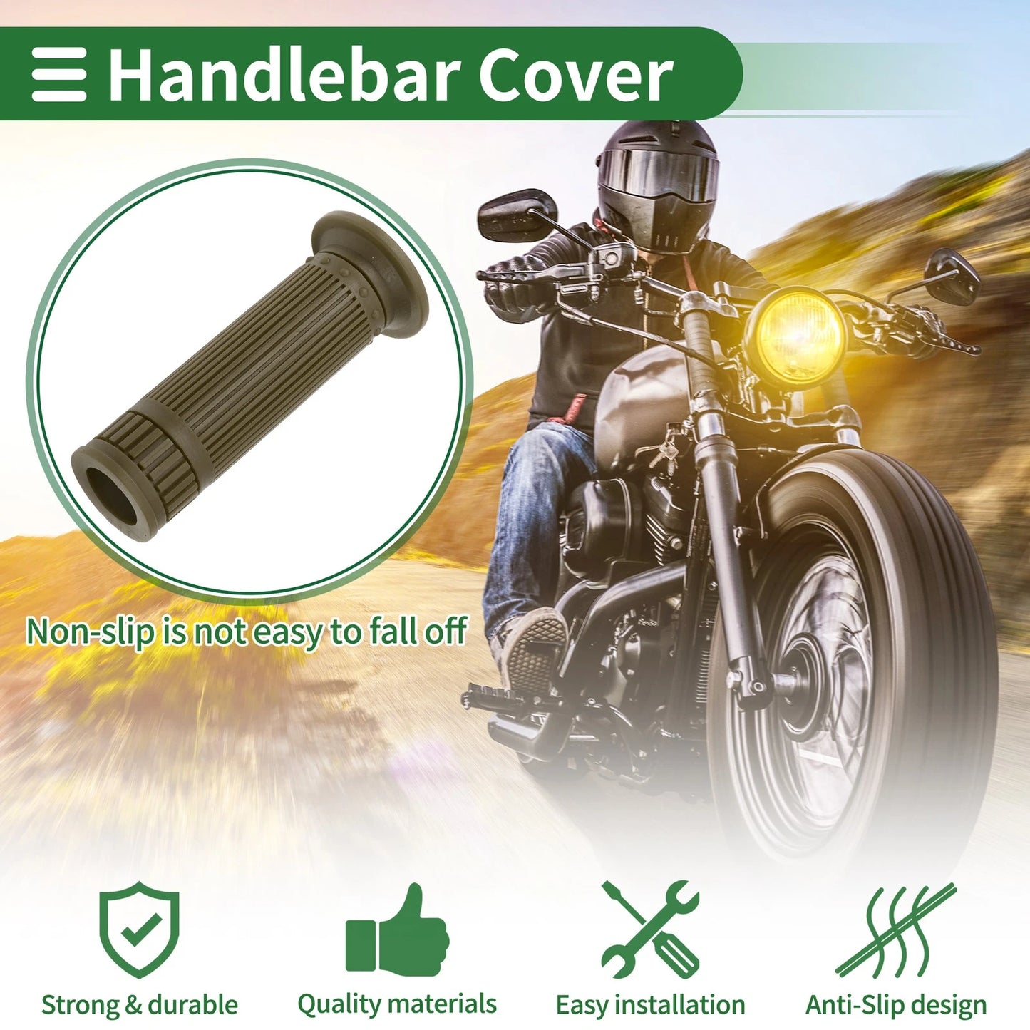7/8" 22mm Motorcycle Hand Grips Cover TPU Green for Make Model