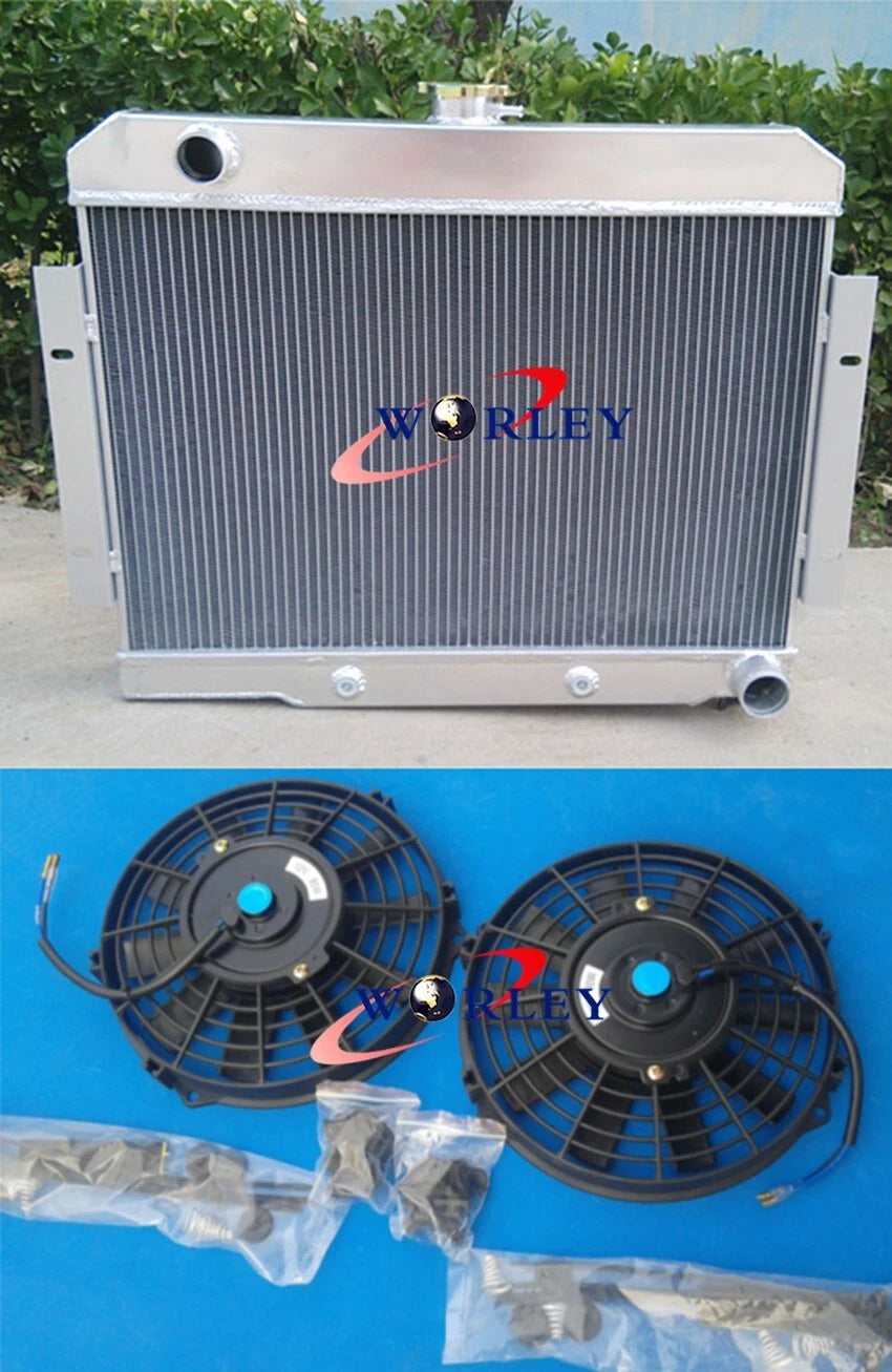 3 Row Aluminum Radiator + Fans for Jeep CJ5 CJ6 CJ7 (1972-1986)