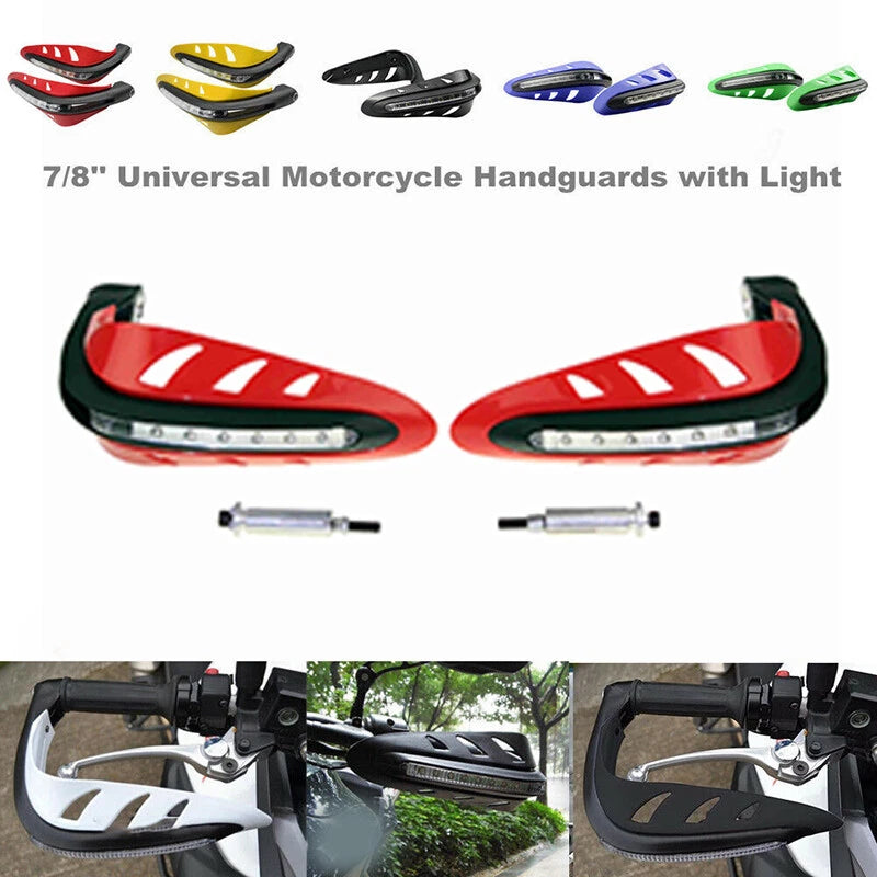 Motorcycle Handguards 2 x LED Lights for Universal ATV Enduro, Red