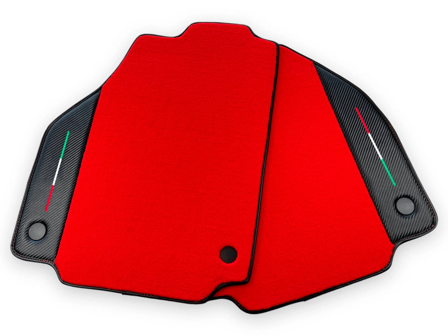 Red Floor Mats for Ferrari 488 Pista Spider Tailored Carpets with Carbon Fiber