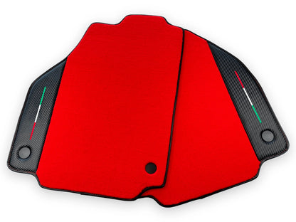 Red Floor Mats for Ferrari 488 Pista Spider Tailored Carpets with Carbon Fiber