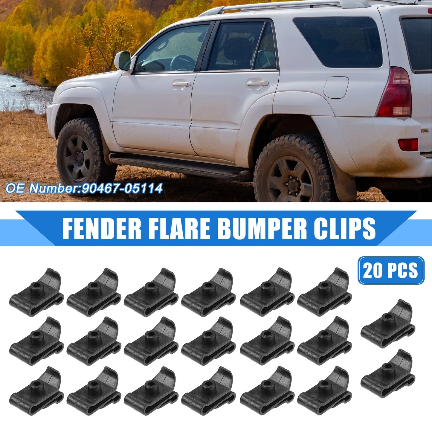 20 Pcs Fender Flare Bumper U Nut Clip for Toyota Highlander (2006–2010)