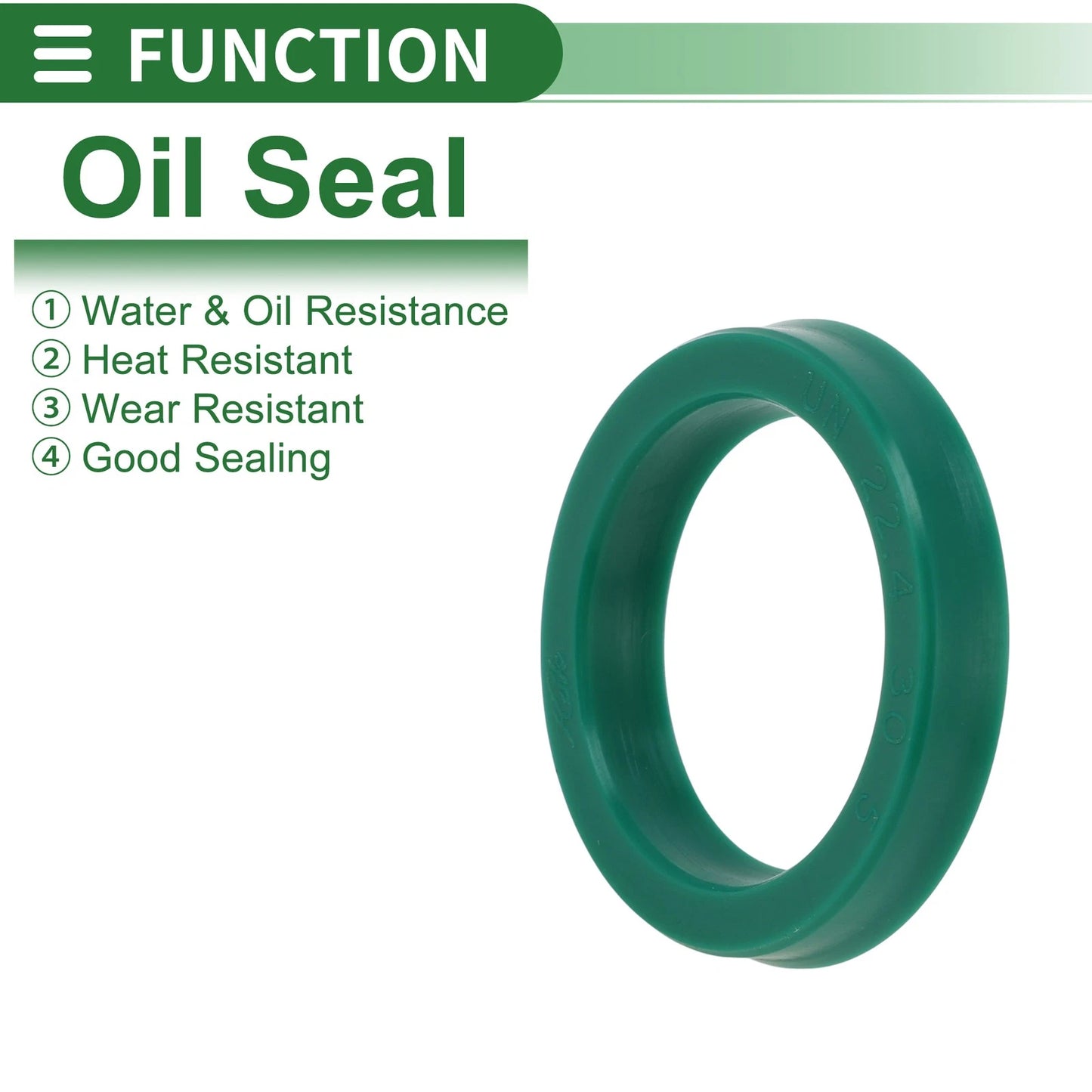 Oil Seal 22.4x30x5mm Rotary Shaft Seal TPU High Pressure Green 5 Pcs