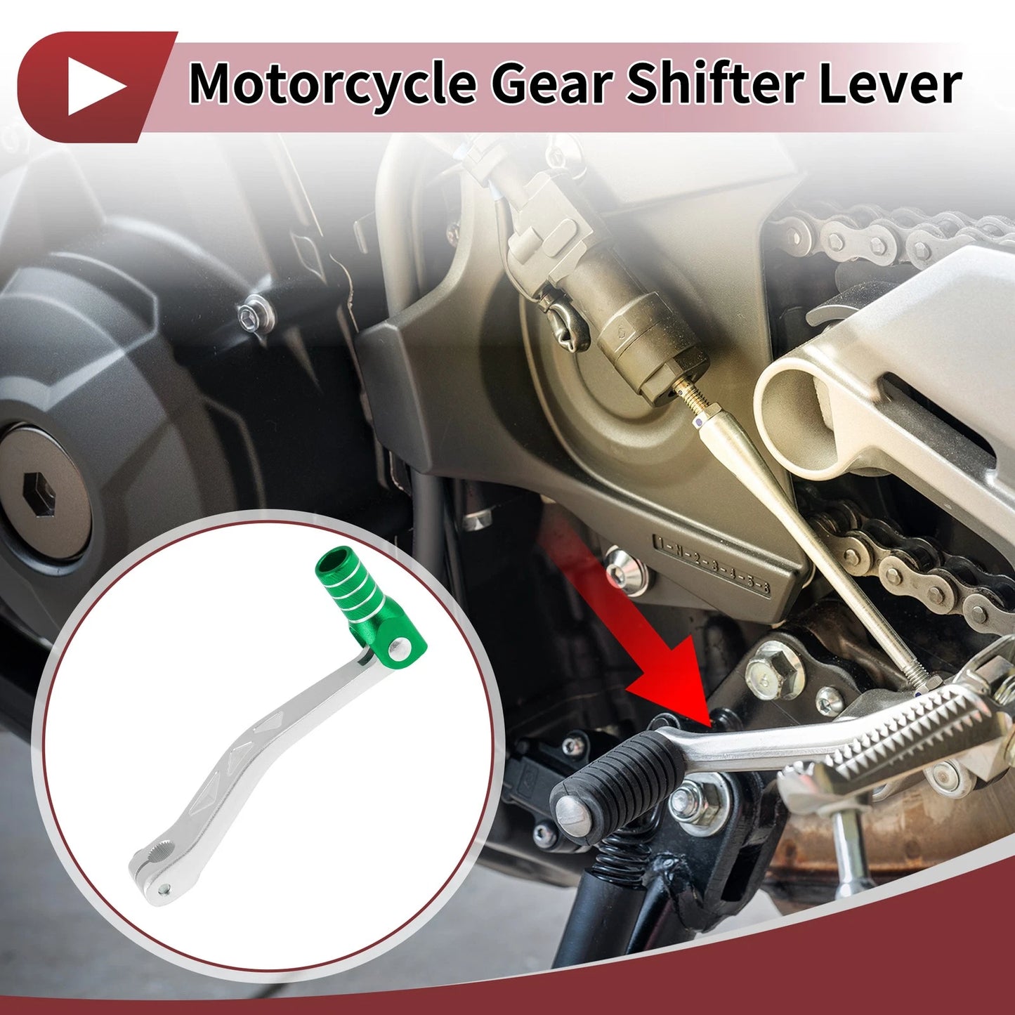 Folding Gear Shifter Levers Silver Tone Green for Yamaha TTR 50cc