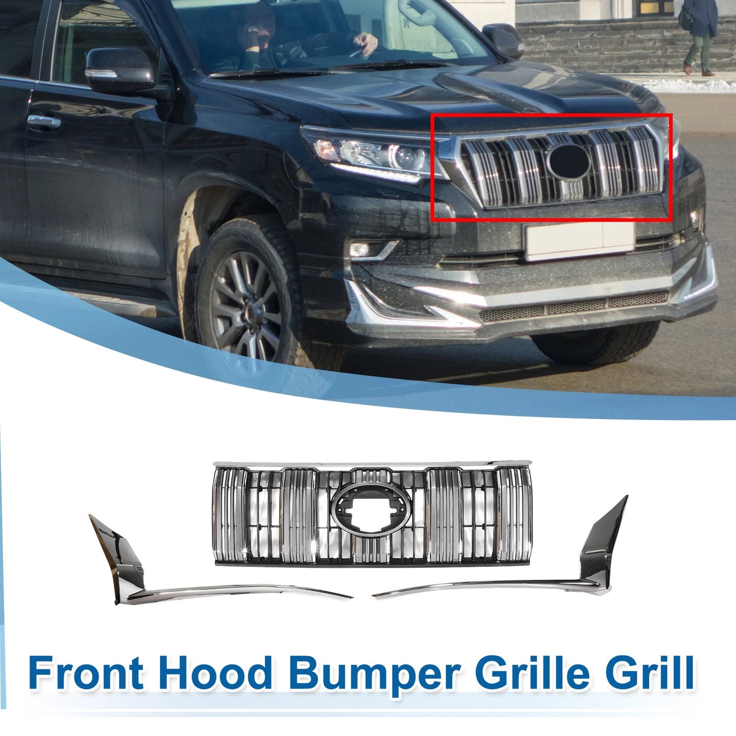 Front Upper Bumper Grille for Toyota Land Cruiser Prado (2017-2020)