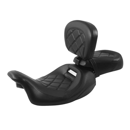 Black Driver & Passenger Front Backrest Seats for Harley Electra Glide (09-23)