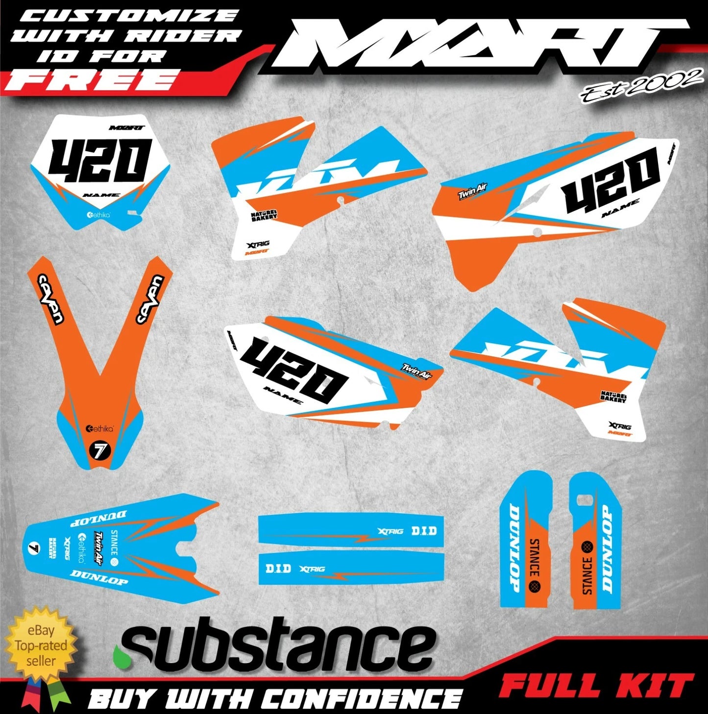 KTM SX Decal Kit Stickers for 2003-2004 Models
