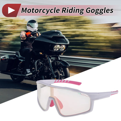 Motorcycle Riding Goggles Light Pink Lens White Pink Frame PC UV400