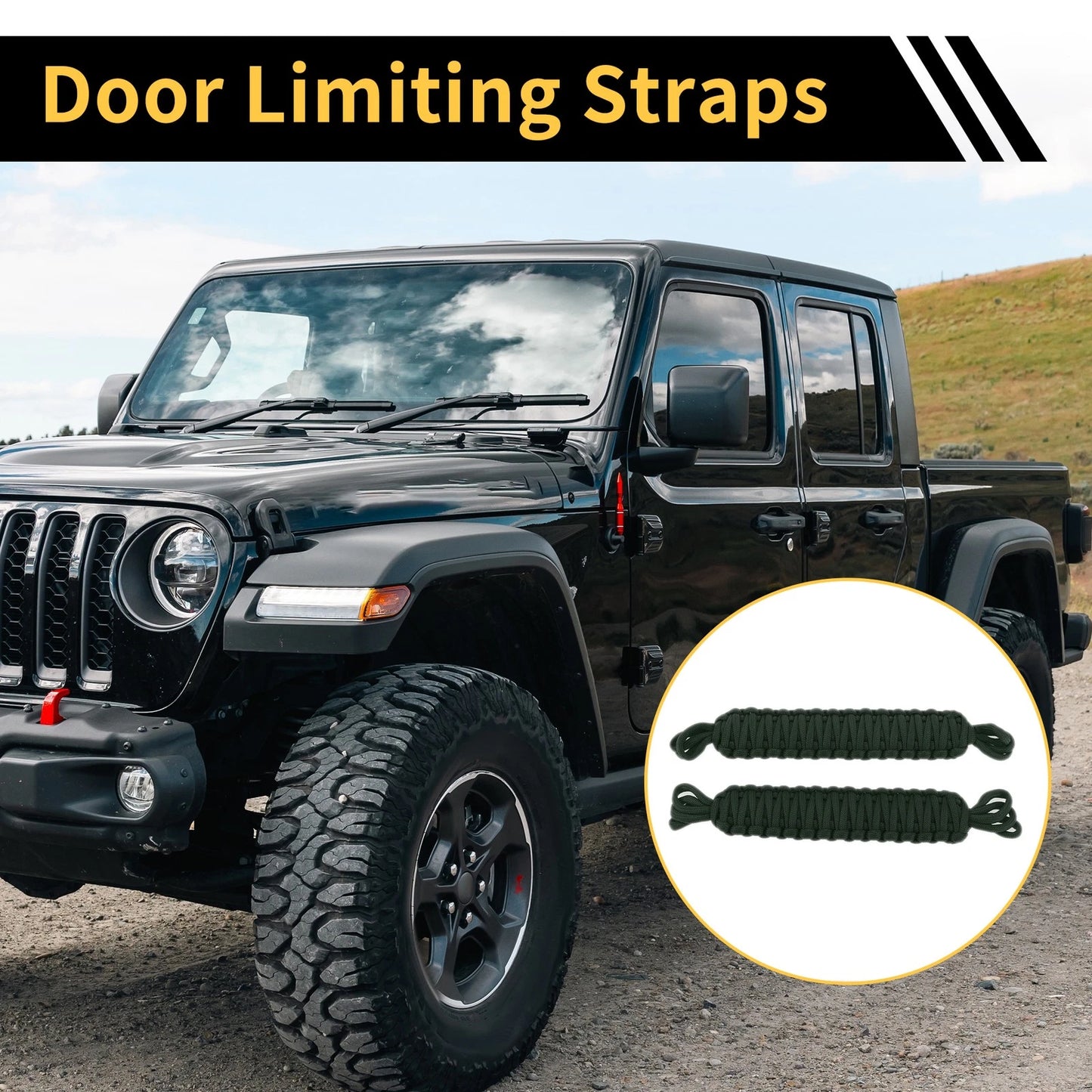 2 x Door Limiting Straps for Jeep Wrangler TJ JK JKU (2007-2018) Brown