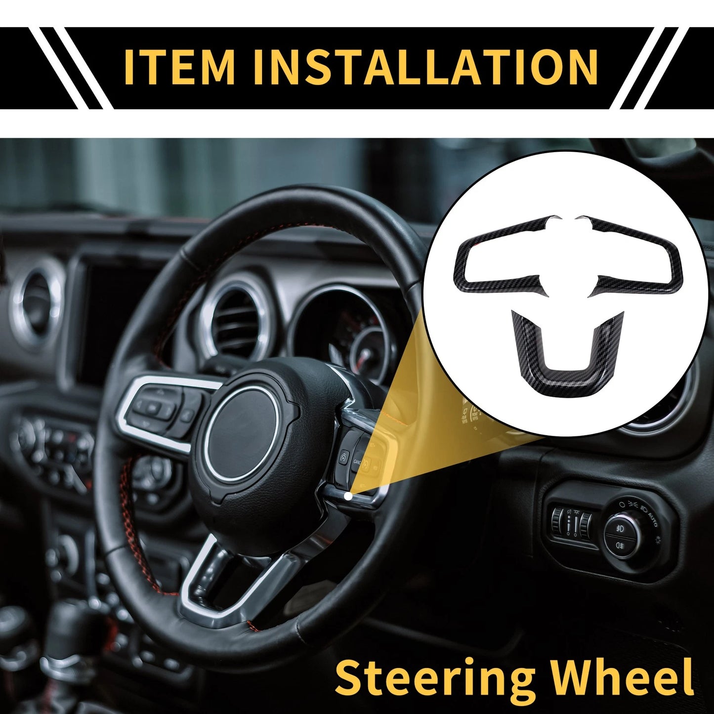 Steering Wheel Cover Trim for Jeep Wrangler JL JLU (2018-2023)