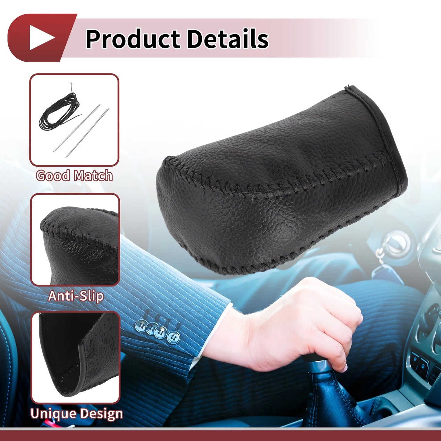 Car Gear Shift Knob Cover for Subaru Forester (2006-2012) Black Faux Leather