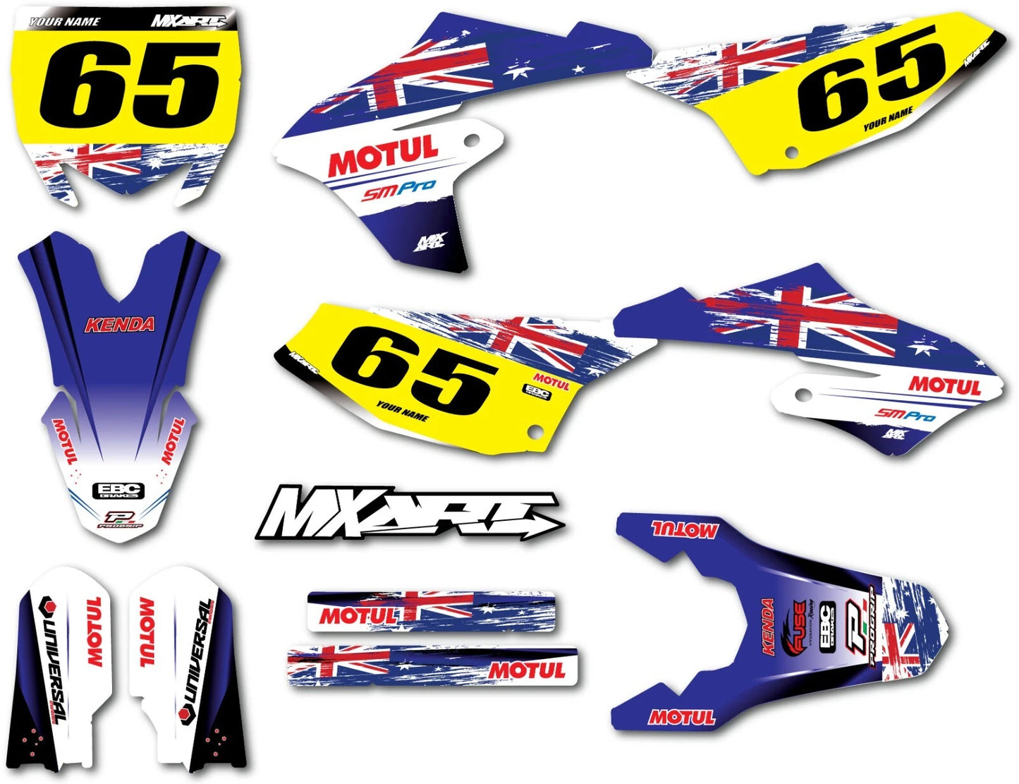 Aussie Pride Full Sticker Kit Decals for Yamaha YZ 65 (2015-2023)