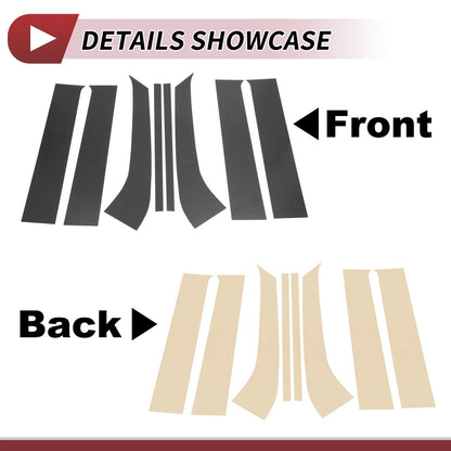 8 Pcs Door Pillar Window Trim for Ford Everest (2015-2021) Carbon Fiber Black