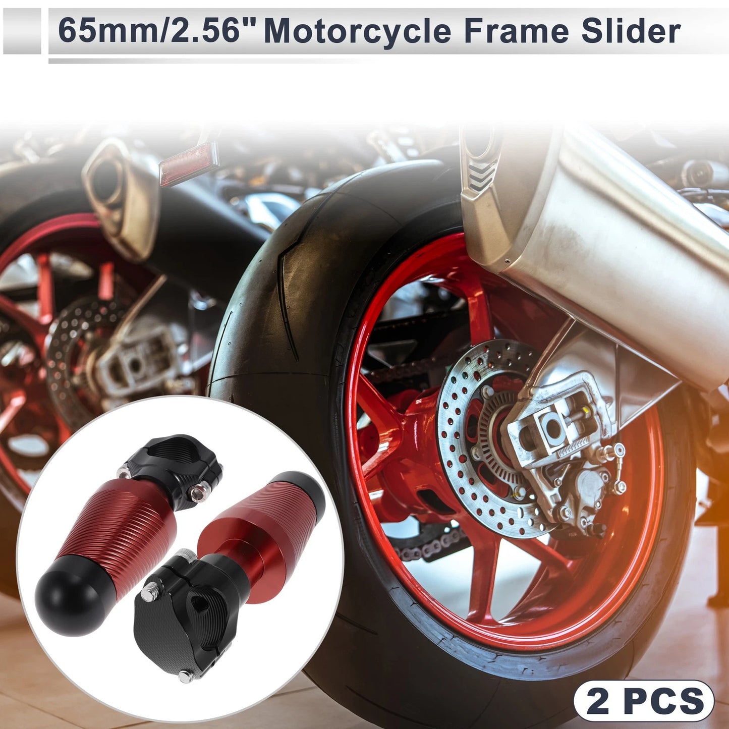 2 x Aluminum Alloy Motorcycle Slider Frame Red for Motorcycle