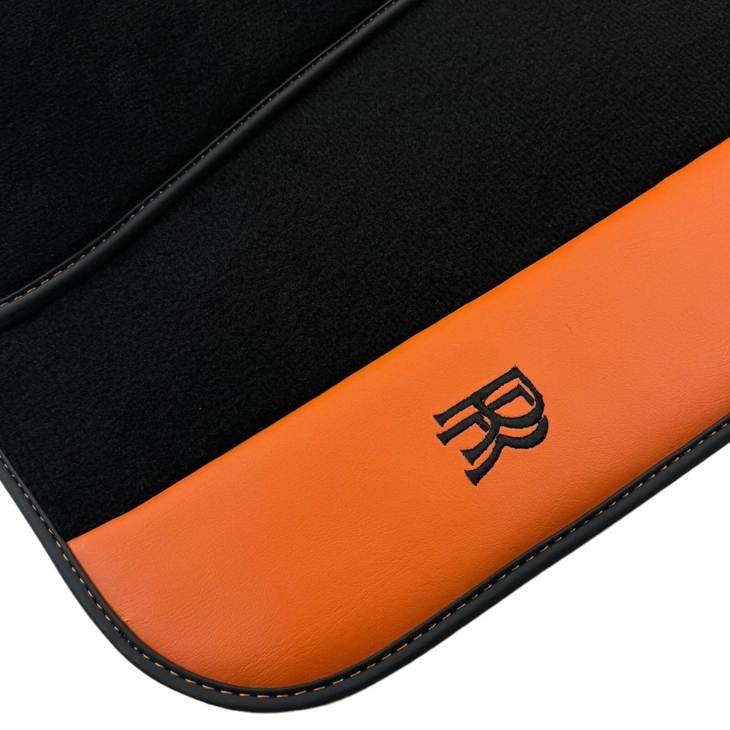Black Floor Mats for Rolls Royce Cullinan (2018-2023) - Orange Leather