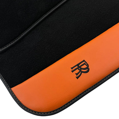 Black Floor Mats for Rolls Royce Cullinan (2018-2023) - Orange Leather