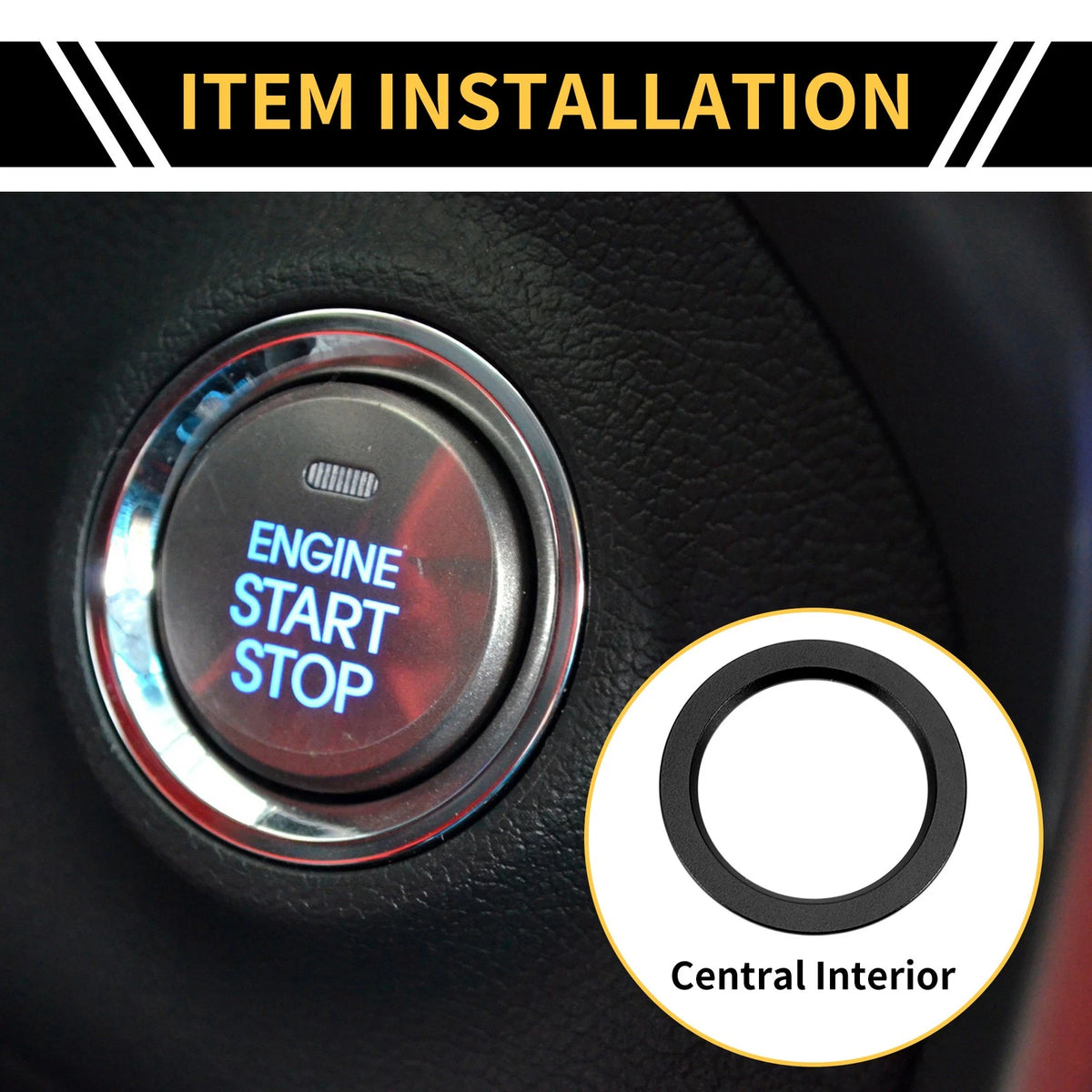 Engine Start Stop Button Knob Cover Ring for Toyota Tacoma (2016-2023) Black