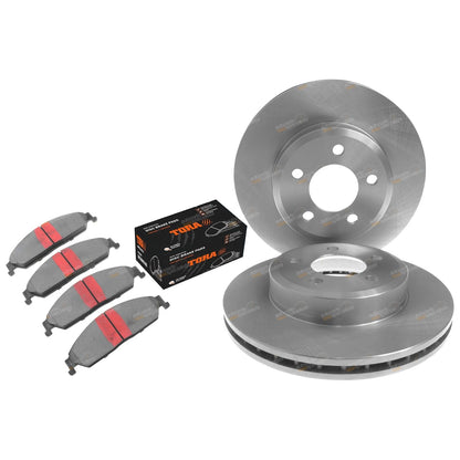 Front Disc Rotors + Brake Pads for Falcon BA BF FG XT XR6 XR8 (2002-2012)