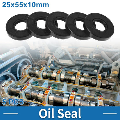 Oil Seal 25x55x10mm Nitrile Rubber Black 5 pcs for Make Model
