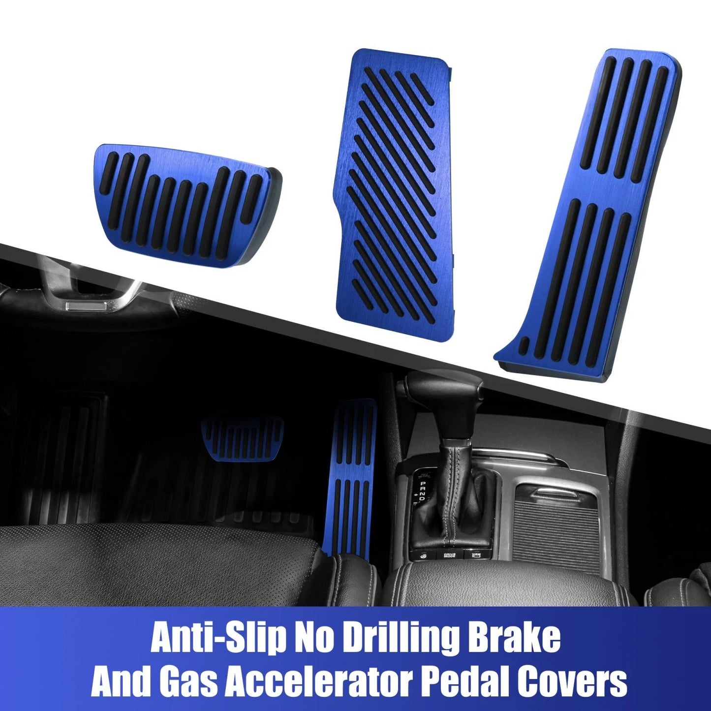 3 x Blue Non-Slip Brake Gas Accelerator Pedals for Toyota Camry (2018-2022)