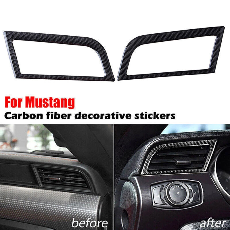 Carbon Fiber Dashboard Side Air Vent Cover Trim for Ford Mustang (2015-2019)
