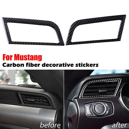 Carbon Fiber Dashboard Side Air Vent Cover Trim for Ford Mustang (2015-2019)