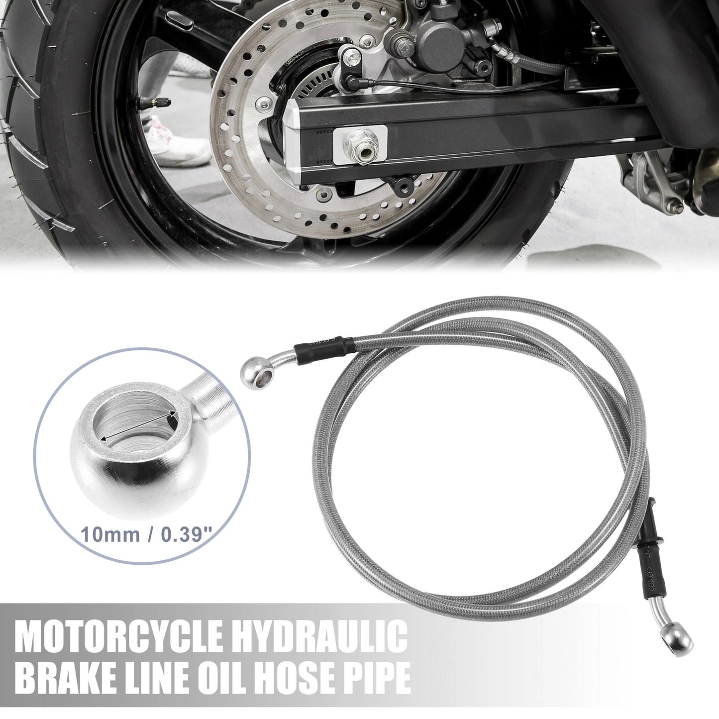 51.18 10mm ID Motorcycle Brake Line Hose Cable Silver Tone for Motorcycle