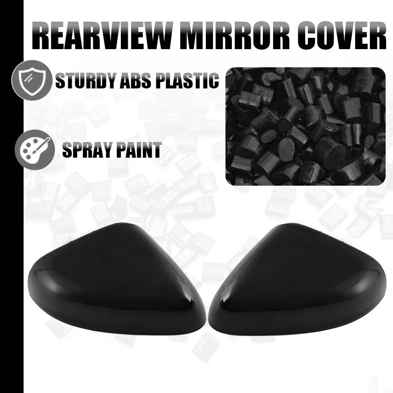 Driver & Passenger Side Mirror Cover Caps Gloss Black for Ford Fiesta (2018-2024)