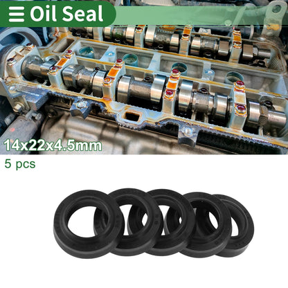 Oil Seal 14x22x4.5mm Rotary Shaft Seal NBR Black 5 Pcs