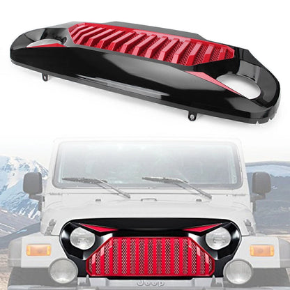 Front Mesh Grille for 1997-2006 Jeep Wrangler TJ - Black Red