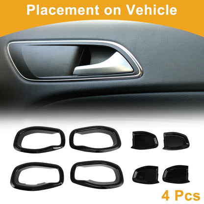 Interior Door Handle Bowl Cover Trim for Jeep Renegade (2015-2023) 4 x Black ABS