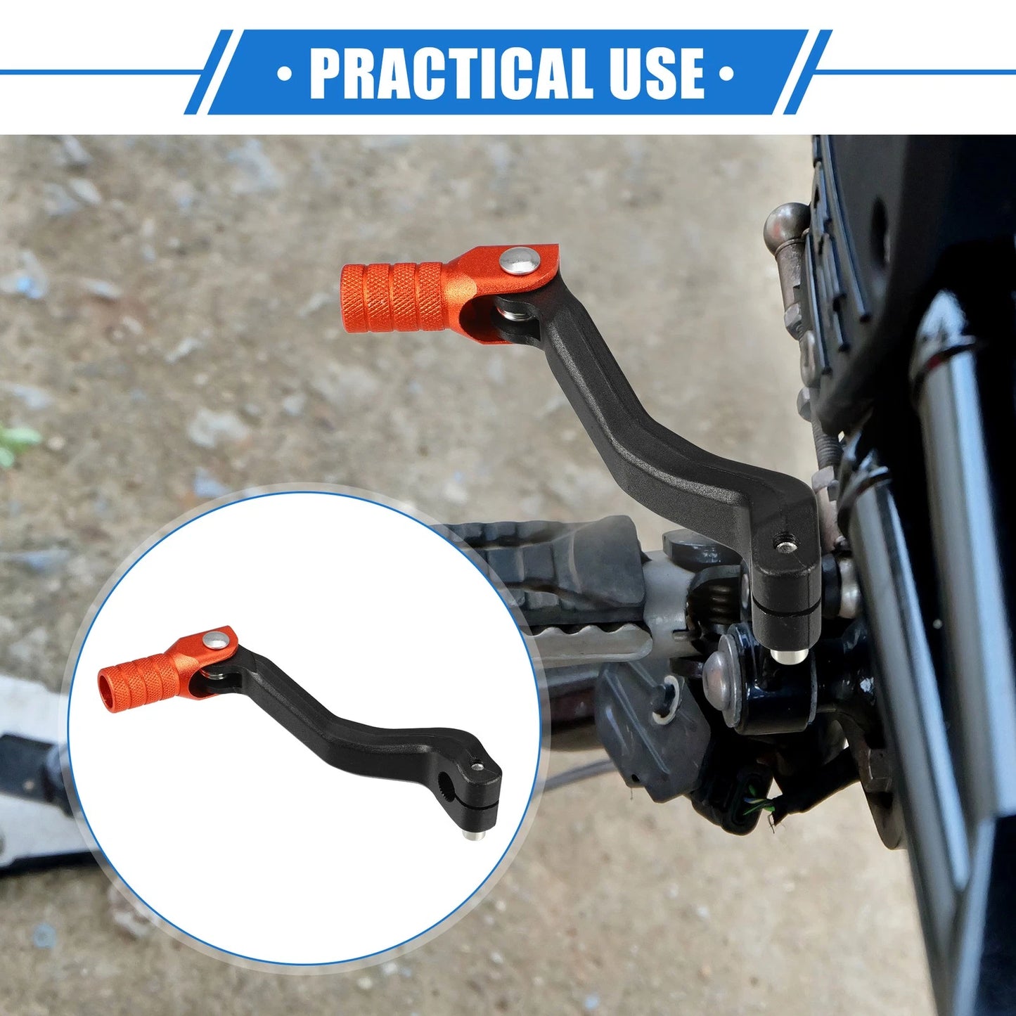 Gear Shifter Lever Universal Folding Aluminum Alloy Orange Black for Motorcycle
