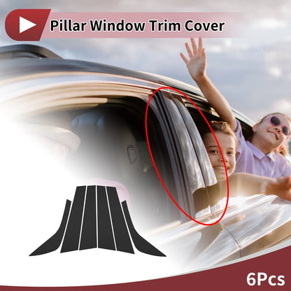 6 x Black Door Pillar Window Trim for Land Rover Discovery Sport (2015-2023)