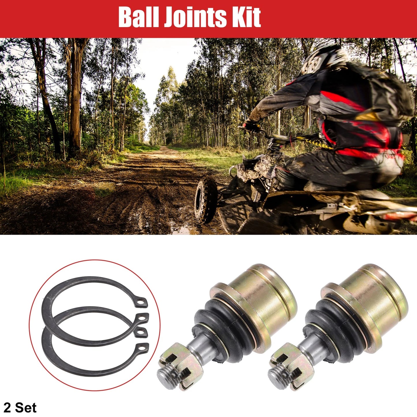 2 x M12x1.25 Left Right Ball Joint Kit for Yamaha Big Bear 400 (2000-2012)